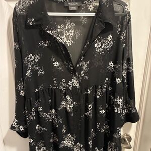 Michel Studio Women's Black Floral Blouse